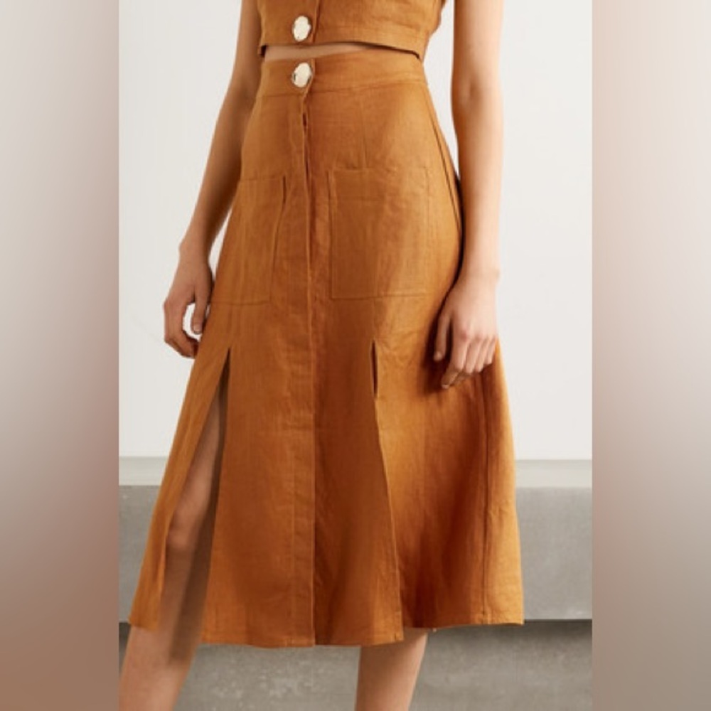 Nicholas Masala Linen Skirt in Saffron
